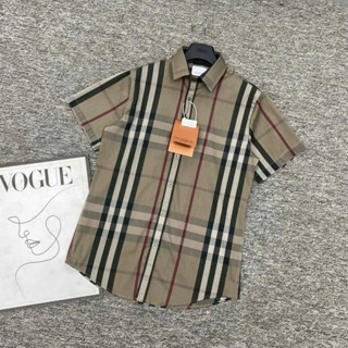 Áo sơ mi kẻ ngắn tay nam nữ BBR cotton lụa hoạ tiết kẻ sọc to nâu đen đỏ trầm sang trọng boy phố SMC49P