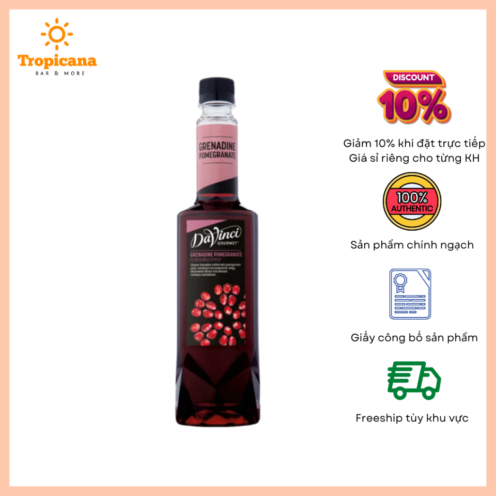 Syrup Davinci Lựu (Grenadine Pomergranate Syrup) - Chai 750ml