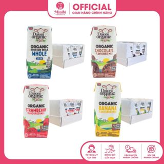 Thùng 24 hộp sữa tươi hữu cơ Daioni organic 200ml đủ vị Dâu/ Chuối/ Socola/ Nguyên kem/ Tách béo
