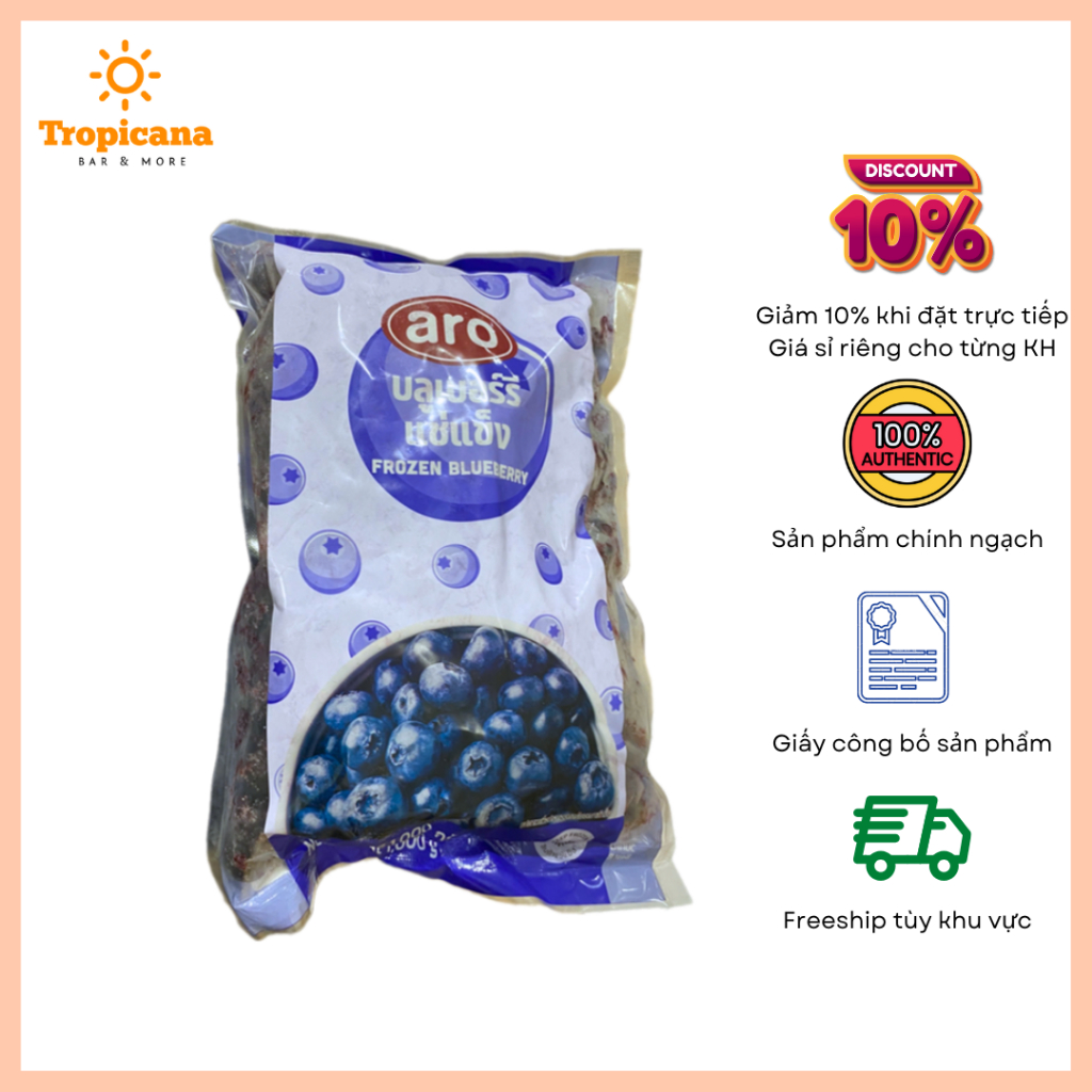 Việt Quất Đông Lạnh Aro - Gói 1kg (Bao bì mới)