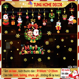 Decal noel 2025 dán cửa kính THD.6090 Phụ kiện trang trí giáng sinh Dây Treo Ô Già Noel
