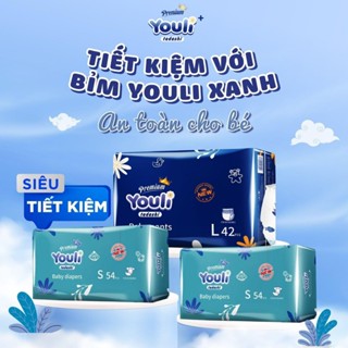 Tã Bỉm Dán/Quần YOULI XANH Đủ Size S112/M96/M88/L84/XL80/XXL72/XXXL68.............