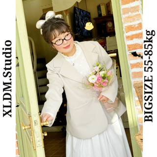 Áo blazer nữ BIGSIZE  tay dài màu trắng kem thiết kế phù hợp mặc đi làm ( Rose blazer)