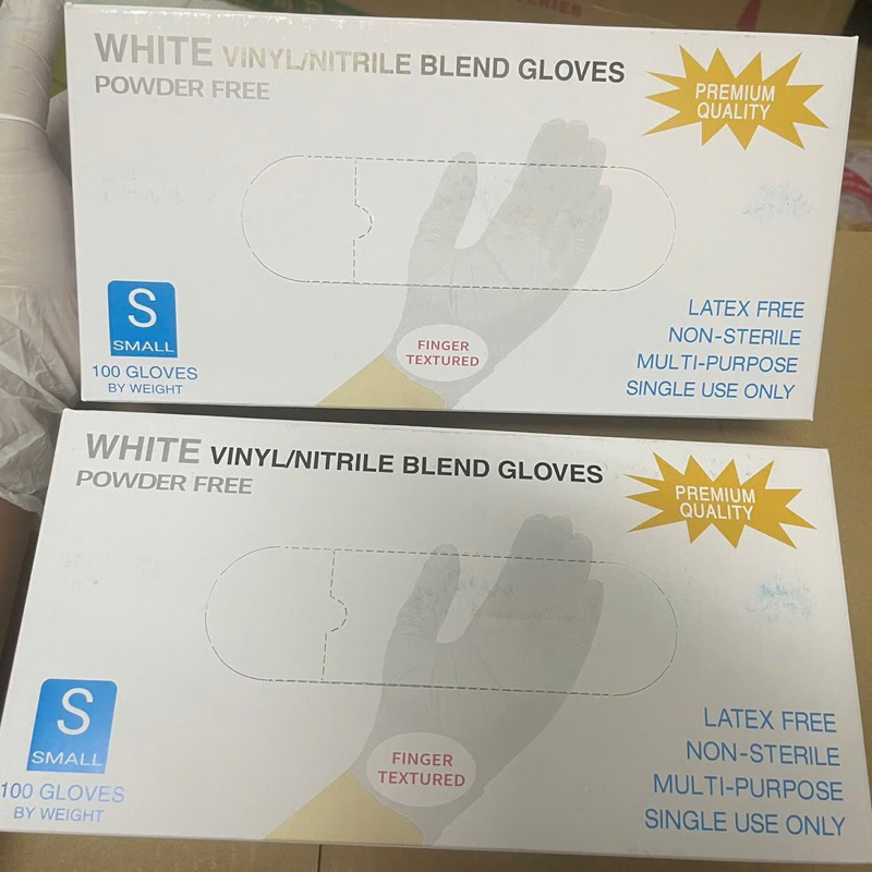 Hộp 100 chiếc găng tay Nitrile không bột trắng , găng tay y tế không bột trắng Nitrile