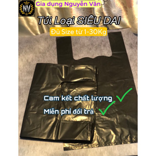 1kg Túi Đựng Rác Có Quai ,Túi Đen Loại Dai Dày Bóng Đẹp, đủ kích thước