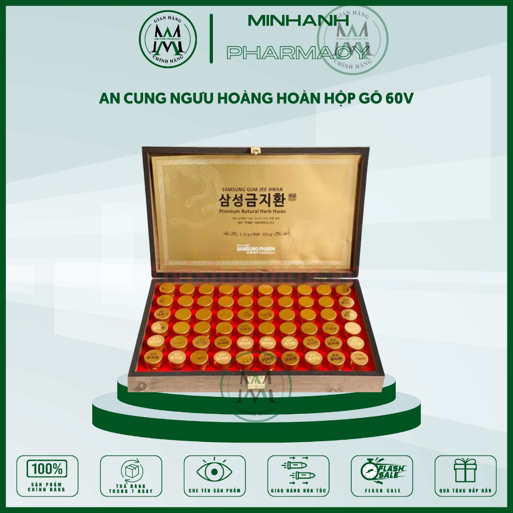 An Cung Ngưu Hoàng Hoàn Hộp gỗ 60v Hỗ trợ phòng chống Tai biến mạch Não Cân bằng ổn định huyết áp.( Loại Cao Cấp Nhất)