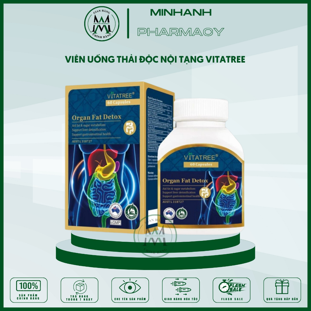 Viên uống hỗ trợ thải mỡ nội tạng giúp thanh lọc cơ thể Vitatree hàng chuẩn chính hãng Úc