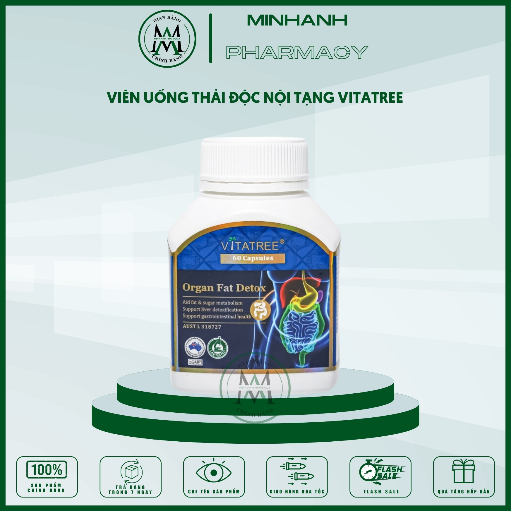 Viên uống hỗ trợ thải mỡ nội tạng giúp thanh lọc cơ thể Vitatree hàng chuẩn chính hãng Úc