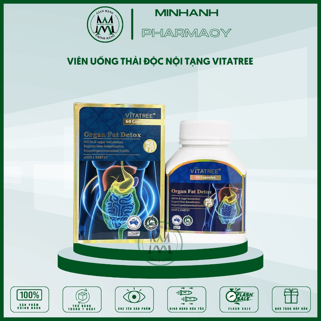 Viên uống hỗ trợ thải mỡ nội tạng giúp thanh lọc cơ thể Vitatree hàng chuẩn chính hãng Úc