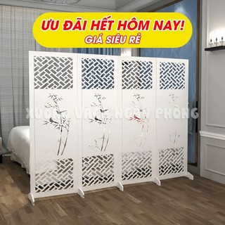 Vách ngăn bình phong cây trúc kèm chân nhựa pvc ngăn chia phòng