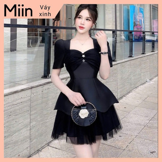 Váy tapta viền đá ngực lưới