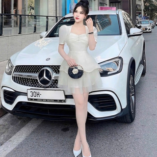 Váy tapta viền đá ngực lưới