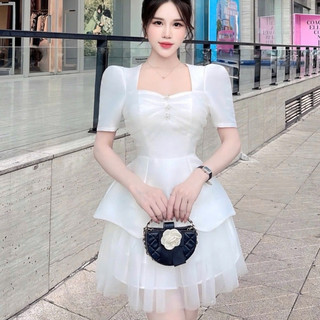 Váy tapta viền đá ngực lưới