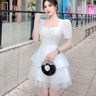 Váy tapta viền đá ngực lưới