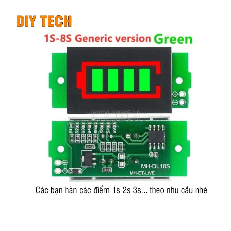 Mạch báo dung lượng pin 1S/2S/3S/4S/5S/8S pin 18650 loại Vạch led