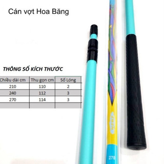 ( SALE ) Vợt Carbon BEIXIANG HOA BĂNG câu cá cán 2m1, 2m4, 2m7 & Vành 40cm, tay cầm cao su, bền đẹp chất lượng.