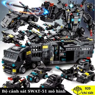 820 chi tiết- Bộ Đồ Chơi Lắp Ghép  35 Mô hình Xe Oto Swat Cảnh Sát, Xe Chỉ Huy, Lắp Ráp Robot, Trực Thăng TOYSHOP