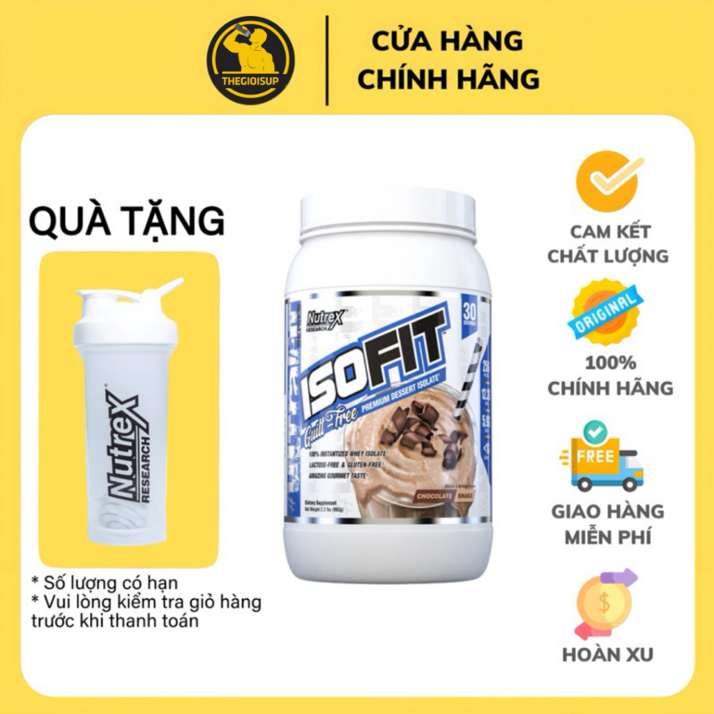 Nutrex Isofit Whey Protein Isolate, 2Lbs (30 Lần Dùng) | Hỗ Trợ Phục Hồi và Xây Dựng Cơ Bắp