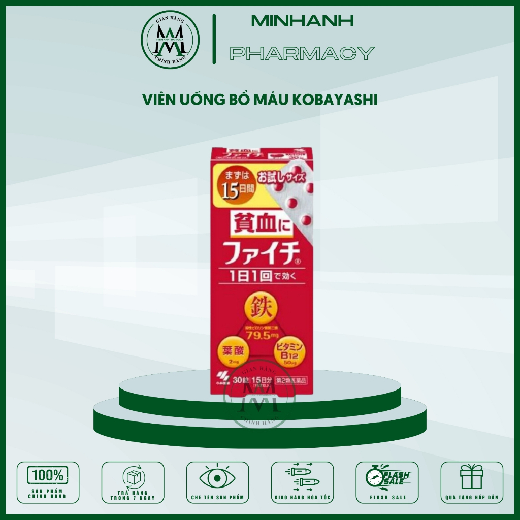 Viên uống bổ máu giảm hoa mắt chóng mặt đau đầu khi thiếu máu Faichi Kobayahi Nhật Bản 120 viên