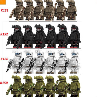 F8 Đồ chơi lắp ráp swat army , mô hình lắp ghép quân sự - Combo 6 lính đặc nhiệm minifigures