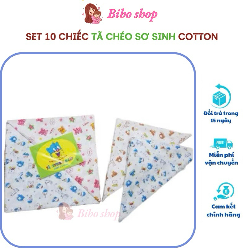 Tã chéo cotton sơ sinh sét 10 chiếc