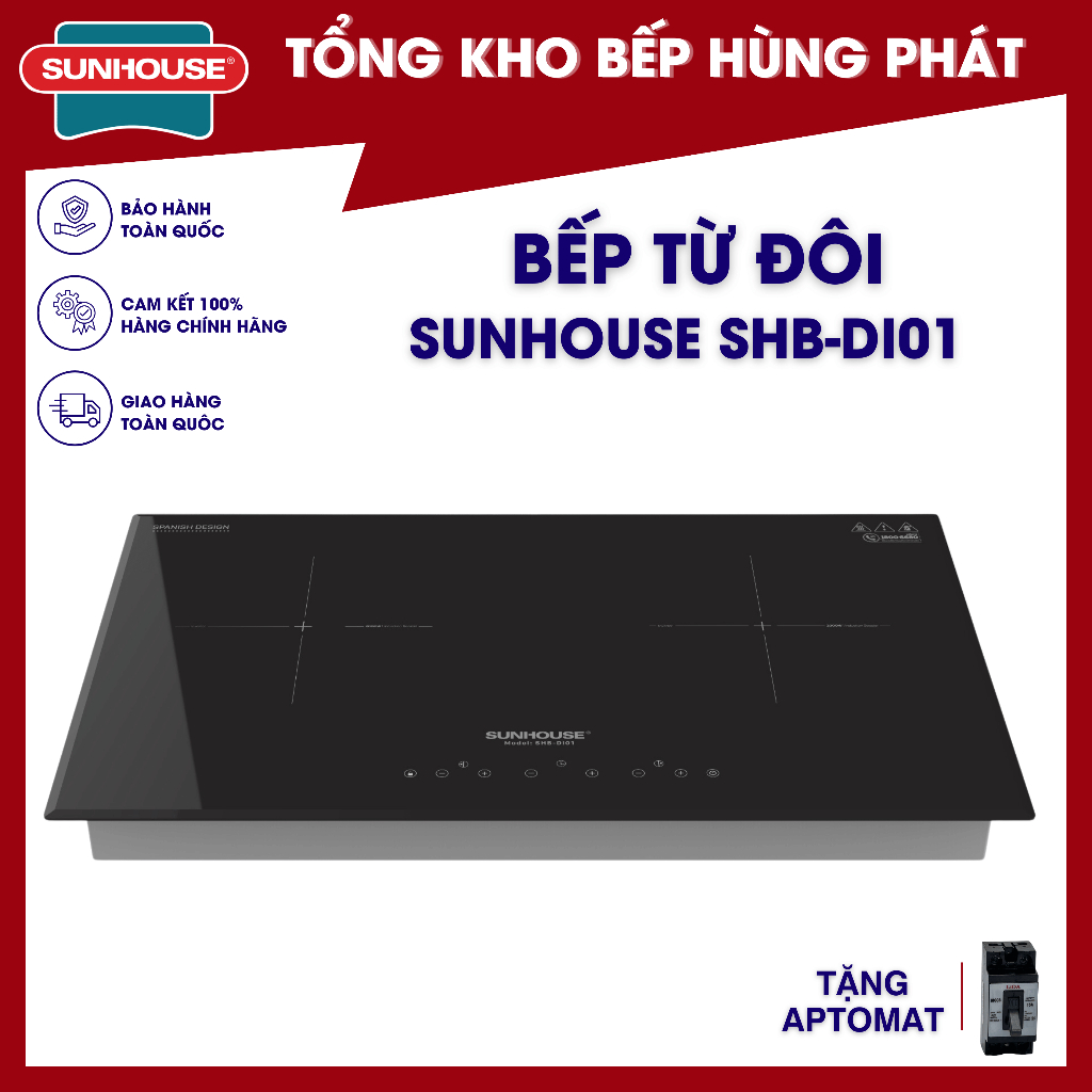 Bếp đôi điện từ SUNHOUSE SHB DI01