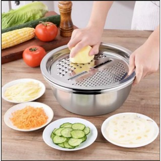 Bộ rổ giá kèm bàn nạo rau củ quả 3 chi tiết bằng inox cao cấp bộ rổ giá đa năng tiện lợi