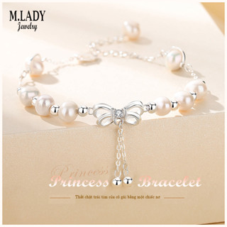 [Bạc S925] Lắc Tay Bạc cho Nữ - Thiết kế Chiếc Nơ - Vòng Tay Ngọc Trai tạo phong cách trang trọng cho phái nữ