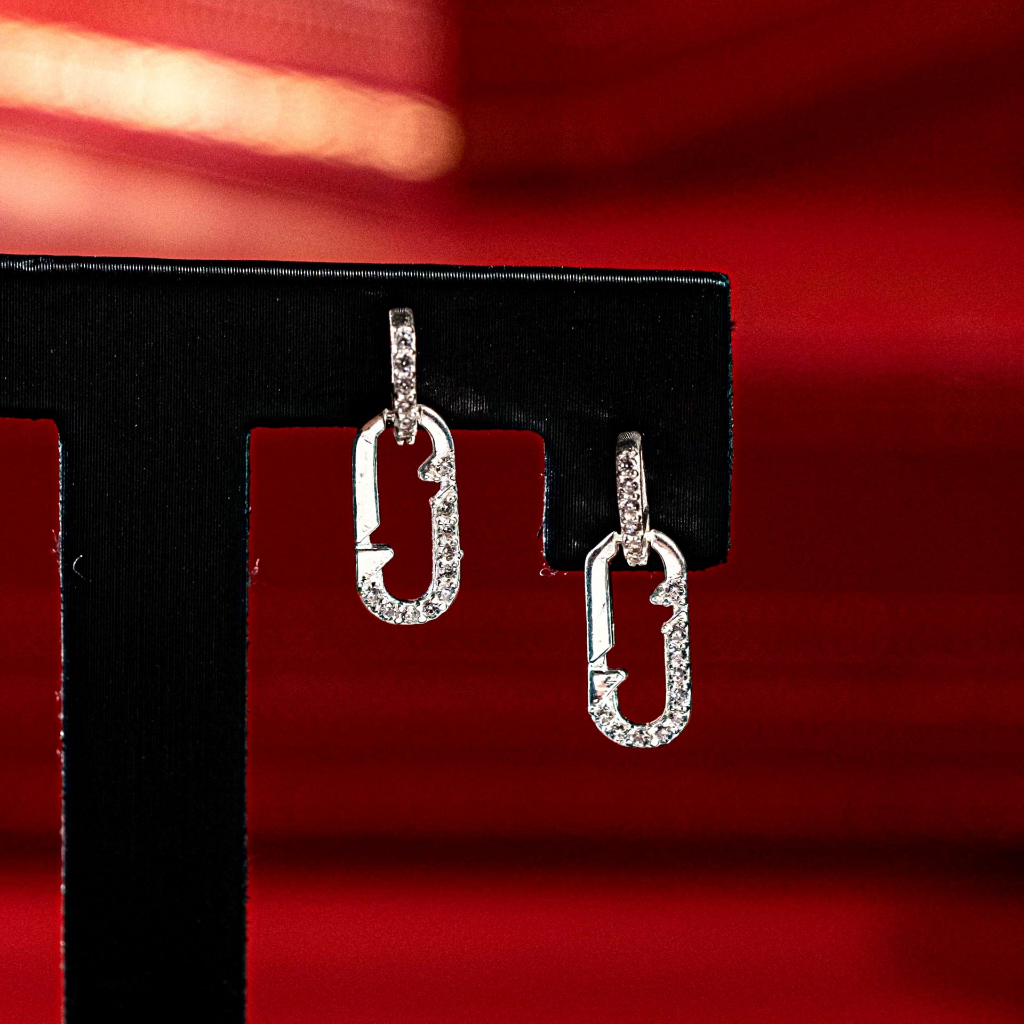 KL0176 Khuyên Tai Nữ Messika  Move Uno Chốt Nụ Ghim Băng Full Tấm 1.5ly by Kylan Silver