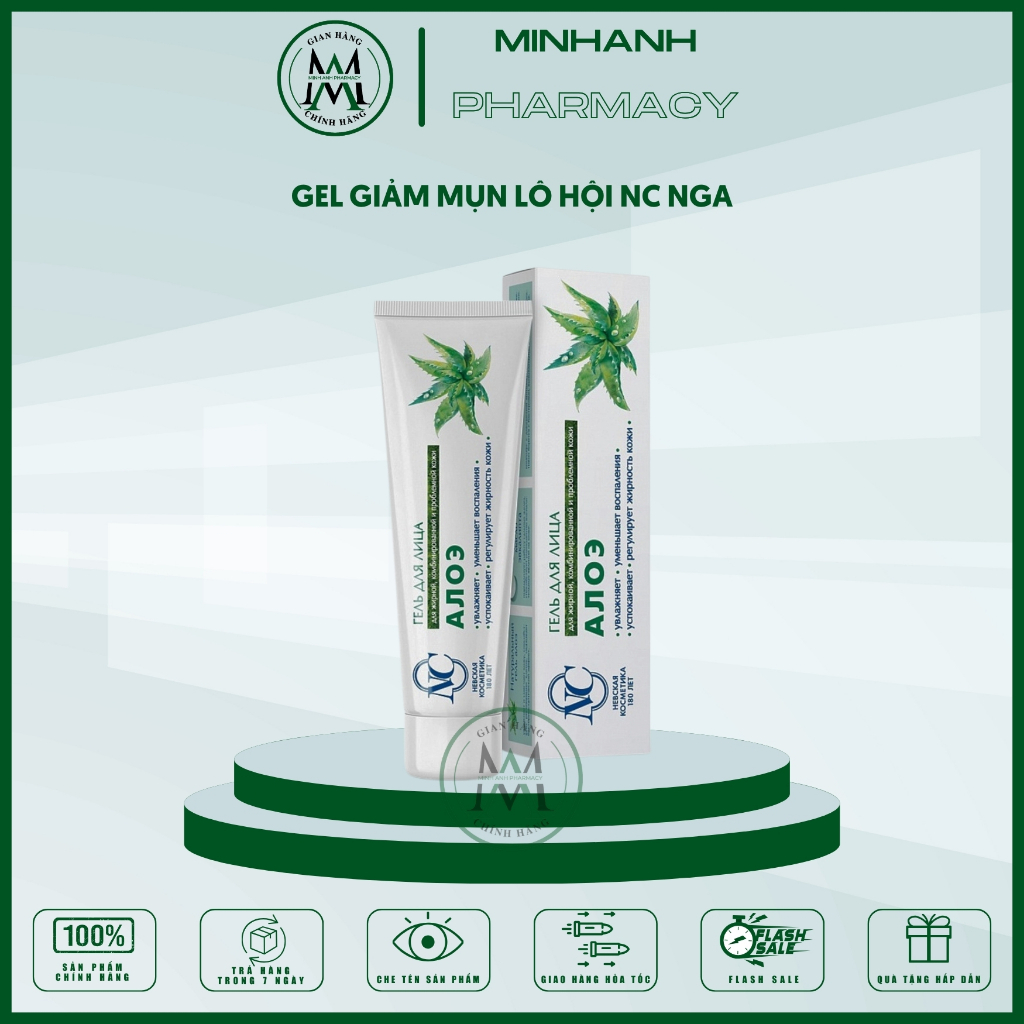 Gel lô hội hỗ trợ làm giảm mụn bọc, mụn cám chống viêm cam kết  khỏi trong 2 tháng [hàng xin văn xò]
