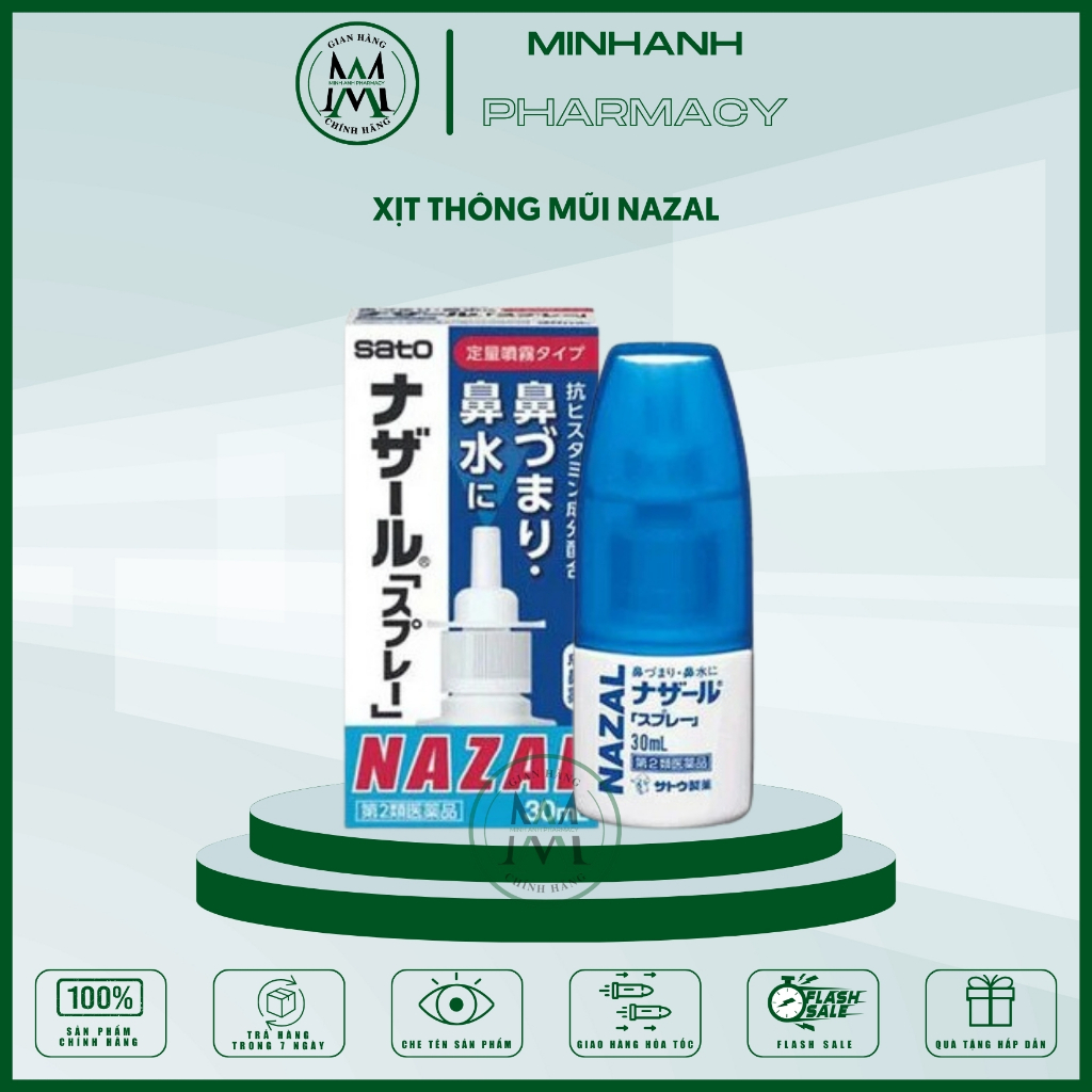 Xịt mũi ngạt Nazal Sato 30ml nội địa Nhật Bản