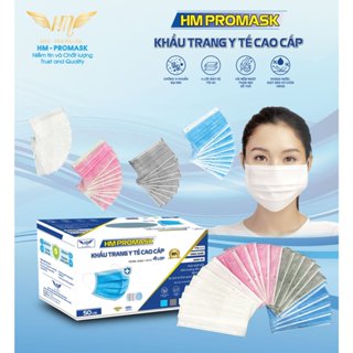 Combo 6 Hộp (300 cái)  Khẩu trang y tế 4 lớp HM pro mask  kháng khuẩn mỗi hộp 50 cái
