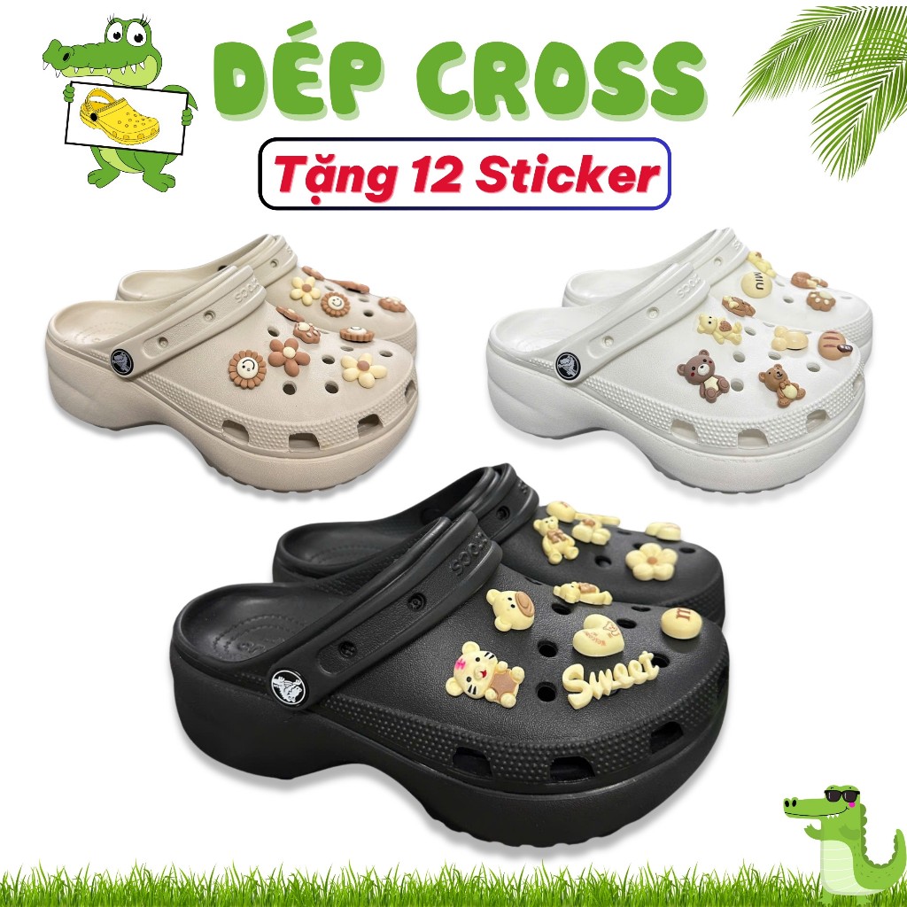 dep cross Dép Crocs Band Classic High Nữ Version 3 đế cao 7cm tặng 12 Jib đá ngẫu nhiên- Hàng chính 