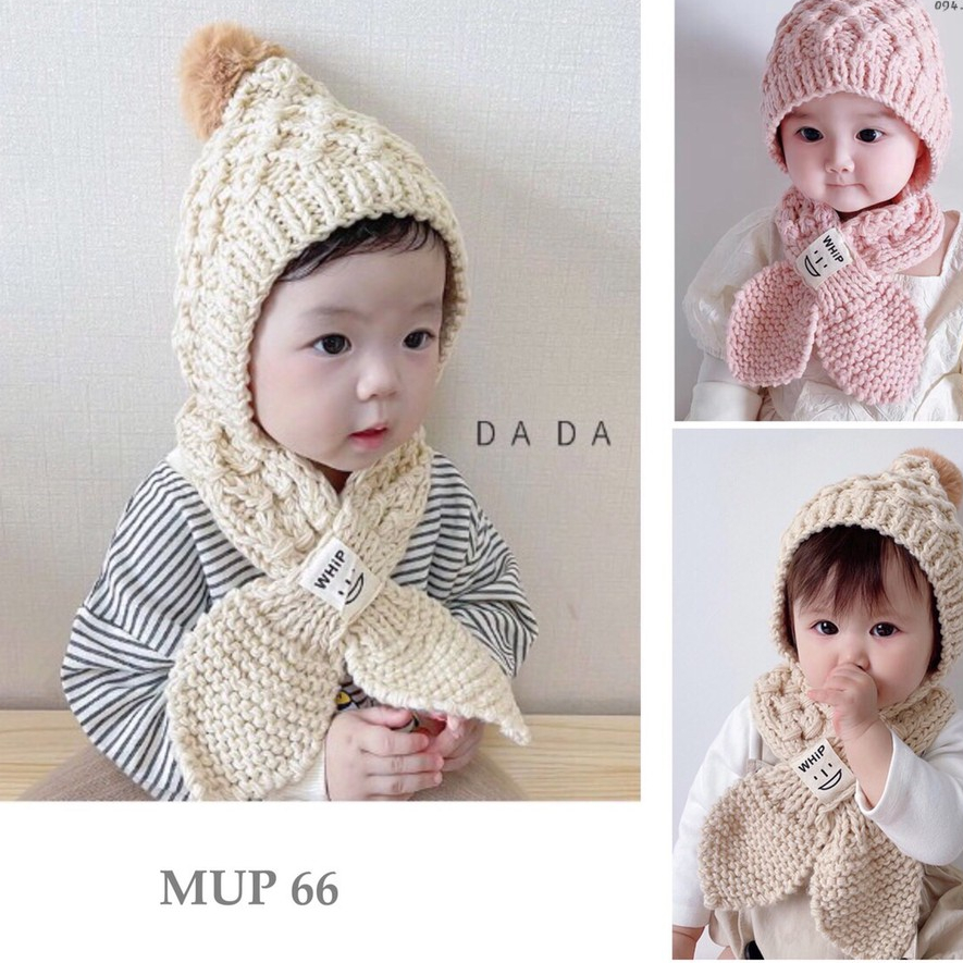 MUP 66 : Set mũ lèm khăn cho bé từ 10 tháng đến 3 tủi