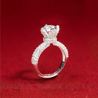 KL0001 Nhẫn Bạc Nữ Regina Queen Vương Miện Full Tấm Đá Chủ Tròn Round Cut 6.5ly by Kylan Silver