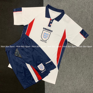  Bộ Quần Áo Bóng Đá Đội Tuyển Anh UMBRO 1998 Mẫu Cộc Tay - Chuẩn Mẫu Thi Đấu - Vải Polyester Thái Cao Cấp 