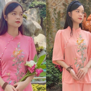 Đồ Lam Đi Chùa# Mẫu Hoa Cỏ (Lụa)