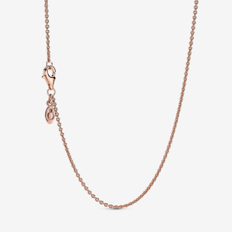 CHÍNH HÃNG - PANDORA Classic Cable Chain Necklace (Sterling Silver, 14K rose-gold plated) - Dây cổ, 