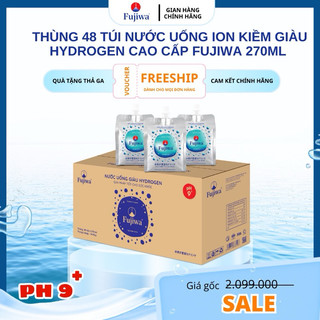  Thùng 48 Túi Nước Uống Ion Kiềm Giàu Hydrogen Cao Cấp FujiwaTúi Bạc 270ml Giúp Detox Nhanh Chống 
