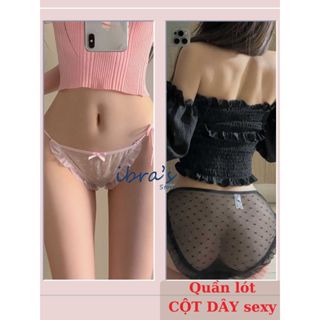 Quần Lót Ren Nữ Cột Dây Lưới Mỏng Sexy iBra's Store, Quần Lót Ôm Full Mông Viền Bèo Chấm Bi Dễ Thương i194