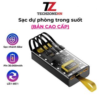 Sạc dự phòng 30000mah sạc nhanh 66w pin dung lượng lớn đi kèm dây cắm nhiều điện thoại - Gutek DX745