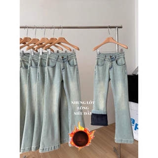  Quần Jean Nữ Ống Loe Lót Lông Ấm Áp - Chống Lạnh Mùa Đông hàng quảng châu siêu sịn 