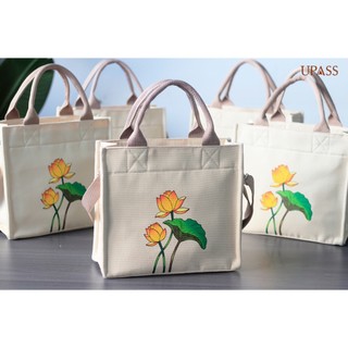 Túi Vải Canvas Vẽ Hoa Lá Sen
