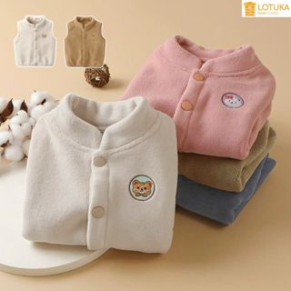 Áo Gile Lông Cừu Mịn 2 Mặt Thêu Hình Thú Ấm Áp LOTUKA Cho Bé Trai Bé Gái, Áo Khoác, Áo Gile Bé, Quần Áo Trẻ Em 3-12kg