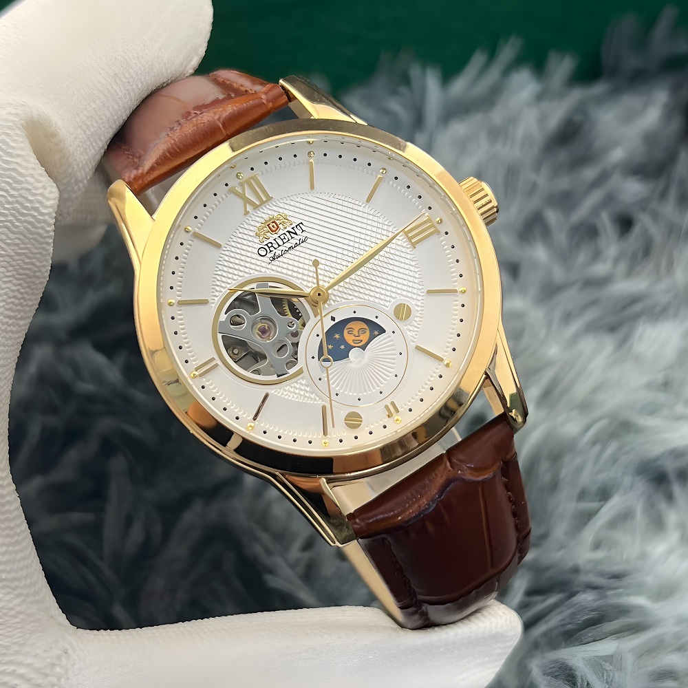 Đồng hồ cơ nam Orient Sun Moon Gen 4 dây da máy nhật sang trọng