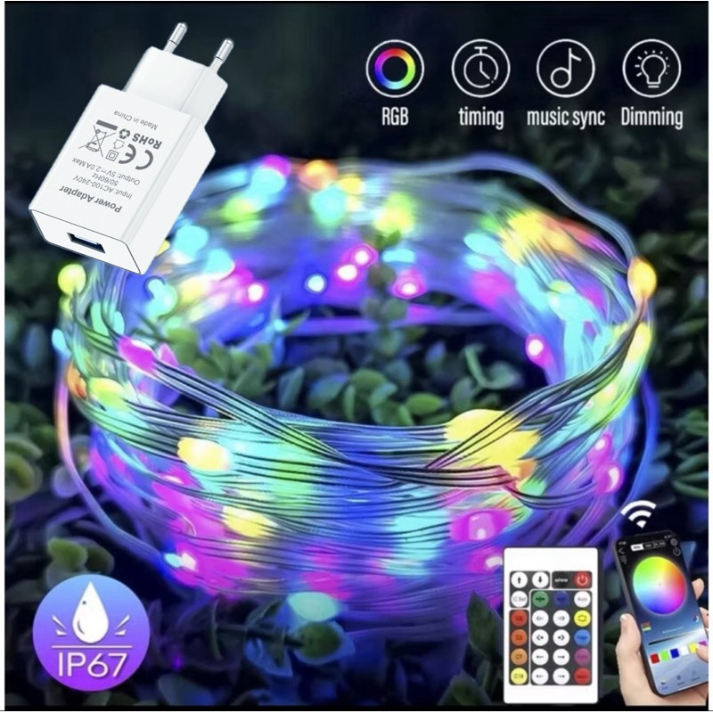  Đèn Led Cuộn nháy đuổi 10M 20M - Kèm Củ USB 5V - Dây đèn LED trang trí RGB 5V Cổng USB nháy theo nhạc  kèm điều khiển 