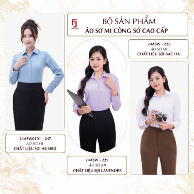 Bộ áo sơ mi nữ Thái Hòa vải Lavender (229, 231) Bạc Hà (228, 230)  AB Siro (247, 248)
