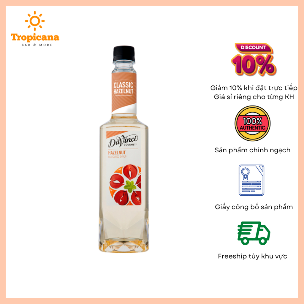 Syrup Davinci Hạt dẻ / Hazelnut - Chai 750ml