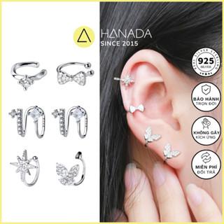 [BH TRỌN ĐỜI] Tổng Hợp Bông Tai BẠC 925 HANADA Kẹp Vành Tai Không Cần Lỗ Xỏ Đính Đá Cách Điệu Đa Phong Cách Nam Nữ