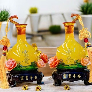   Đã khai quang  Bình như ý tài lộc,cặp bình tài lộc hoa hồng đặt ban thần tài mang may mắn 21*17*30 